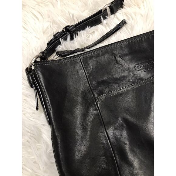 Vintage Authentic Black Classic leather Coach Soho Hippi One Shoulder bag Lg Sz - Picture 7 of 14